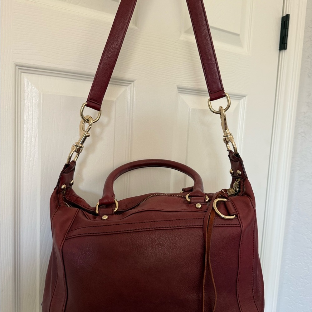 Rebecca Minkoff M.A.B Morning After Bag Leather Satchel Burgundy - Picture 3 of 7